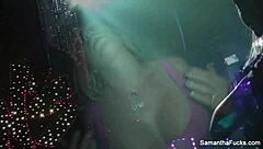 Samantha Saint strips in shower behind scenes fun