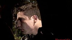 Husband hires gigolo for wife in cuckold session with handjob, lick, toys, and facial