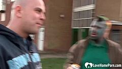 Imagine a lucky stud getting a milf's blowjob in public.