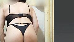 Sexy Ladyboy in Garter Belt Masturbates in Lingerie Costume