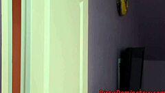 European mistress enjoys bondage and masturbation with cucumber