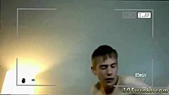 Gay twinks enjoy bareback creampie in live show