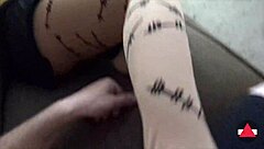 Footjob makes that cock so hard