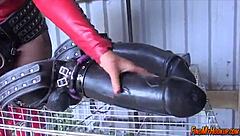 Drag queen performs with big cock