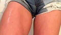 Wetting Desperate Jeans Shorts And Pee On Ass