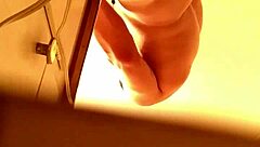 Spying girlfriend catches him jacking off