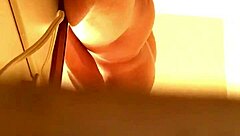 Spying girlfriend catches him jacking off