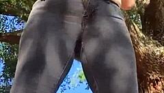 Chubby Milf Squirts Outside in Cute Panty Play