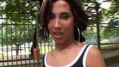 shemale's asshole stuffed with thick dildo