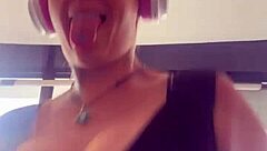 Blonde With Big Tits Runs in Gym, Breasts Bounce Out, Gets Wet!