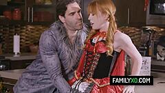 horny stepdad bangs redhead teen stepdaughter madi collins for halloween with melody mynx