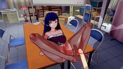 Horny girl gets a cumshot on her big boobs in 3D cartoon porn