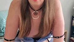 brunette tranny rides pillow solo