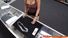 Pawnshop latina doggystyled in bathroom