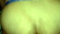 Chubby amateur rides thick dildo up close, feeling horny and hairy