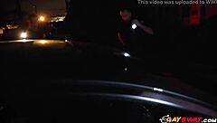 Two Gay Cops Suck And Ride Big Black Cock Outdoors