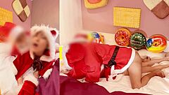 Amateur couple in santa cosplay enjoys toy torture and dirty talk for christmas creampie