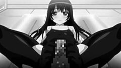 anime girl gives footjob to guy