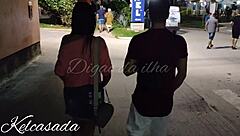 African, Latina, and American couples indulge in outdoor amateur sex