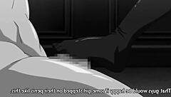 anime girl gives footjob to guy