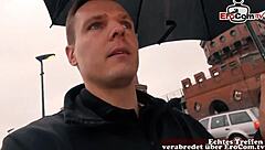 Voluptuous German mature with brunette locks gets chosen on the sidewalk