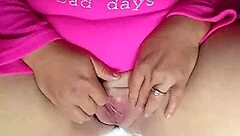 close up of solo masturbation leading to intense squirting with shaved pussy