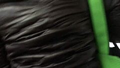 Touching Brown Nylon Jacket on Chubby Girl Pt 1