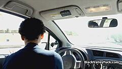 African American college student pleasures a chubby penis of her driving school instructor