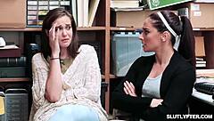 Sarah Banks ebony pussy devoured by LP officer in office