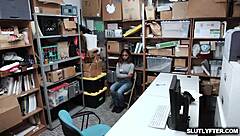 Sarah Banks ebony pussy devoured by LP officer in office