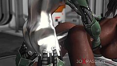 sexy ebony gets wild with male android at sci-fi camp. holiday anal play on exoplanet heats up fast.