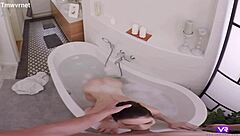 wet brunette arwen gold enjoys bubble bath and hardcore fuck in bathroom