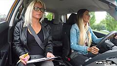 European girls giving public oral sex to their driving instructor