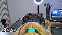 Pov bj in sexy black lingerie with horny wife.