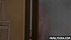 Stepdaughter feels excited peeking at stepparents in threesome fucking