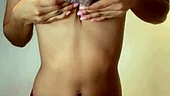 sexy 18-year-old woman records in the bathroom without underwear