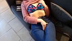 Petite amateur's steamy solo turns into a hot threesome with her eager hubby's absence