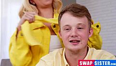 Blonde Mother-in-Law Receives Huge Facial After Licking