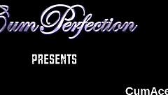 Naughty hottie gets cumshot on face!