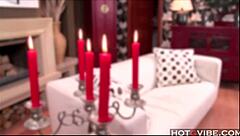 Blonde with big tits fingers her pussy using toys for masturbation