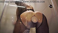 She Rides Monster Dildo In Bathroom With Big Ass!