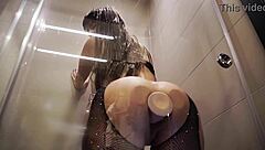 She Rides Monster Dildo In Bathroom With Big Ass!