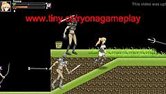 Blonde girl in new army-themed hentai game enjoys multiple partners