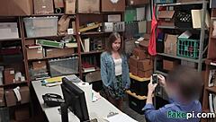 brooke bliss caught shoplifting, gets doggy fucked in office uniform 😏