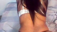 Colombian teen's ass gaping from monster cock in thong and heels.