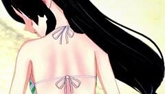 tsuyu froppy in hot bikini wants missionary on beach. my hero academia hentai anime.