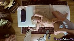 Tricked Blonde Babe Jizzes Masseur With Monster Cock