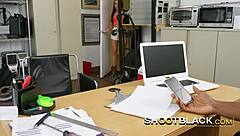 Chick in short skirt rubbed and banged by horny director