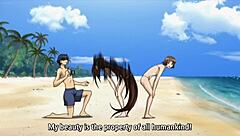 The Satake sisters relax on the beach in bikinis