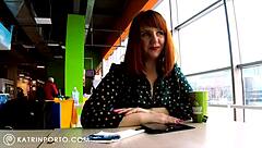 Katrin Porto Flashing Big Tits and Hairy Pussy in Mall